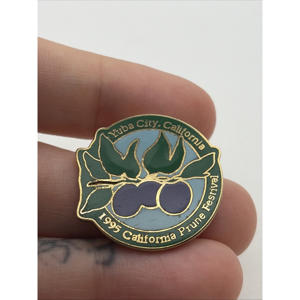 Vintage 1995 Prune Festival Yuba City California Lapel Hat Pin